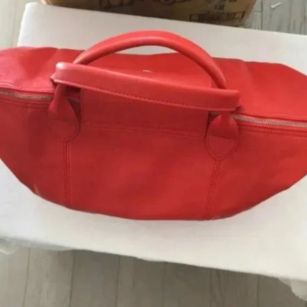 NWOT Longchamp Le Pliage Cuir Leather Bag New Large Red - Picture 8 of 11